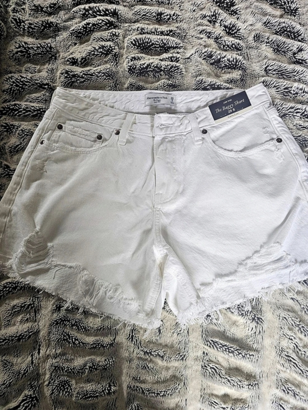 Abercrombie & Fitch Curve Love Low Rise Baggy Short White Waist 29